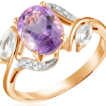 кольцо с аметистом и бриллиантами