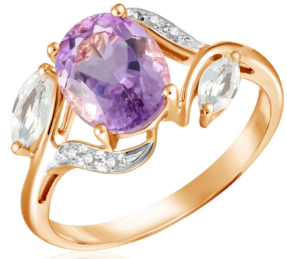 кольцо с аметистом и бриллиантами
