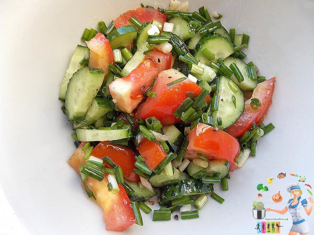 салат овощной с маслом