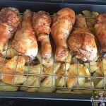 картошка и куриные ножки в духовке