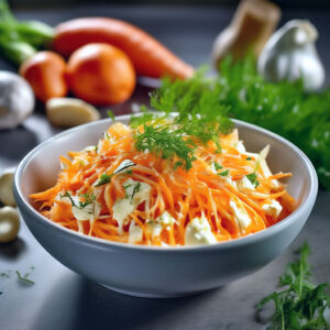 постный салат морковья с чесноком